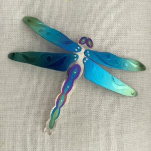Niobium & Silver Dragonfly Brooch - bluegreenpurpleturquoise